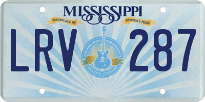 MS license plate LRV287