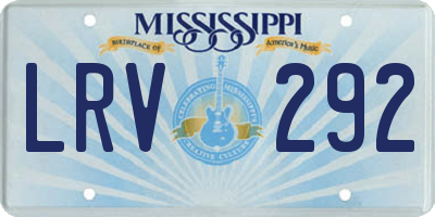 MS license plate LRV292