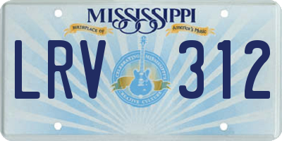 MS license plate LRV312