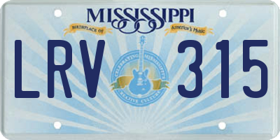 MS license plate LRV315