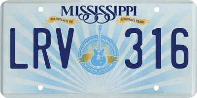 MS license plate LRV316