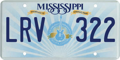 MS license plate LRV322