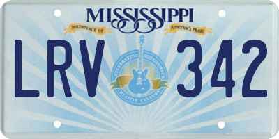 MS license plate LRV342