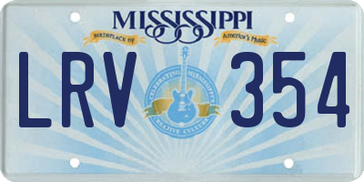 MS license plate LRV354