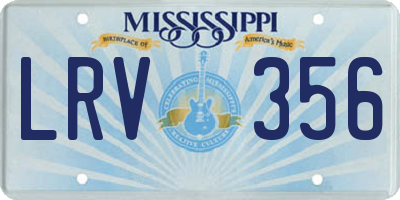 MS license plate LRV356