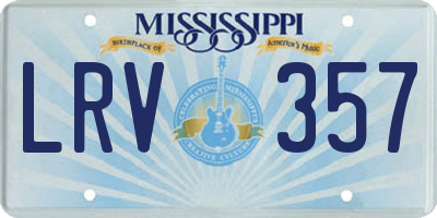 MS license plate LRV357