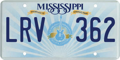 MS license plate LRV362