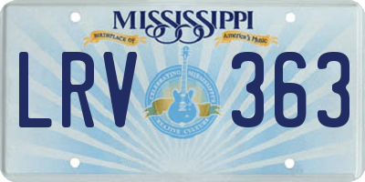 MS license plate LRV363