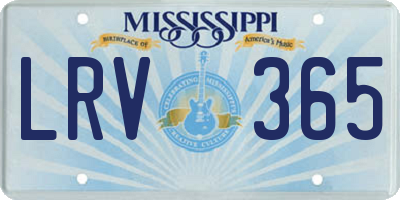 MS license plate LRV365