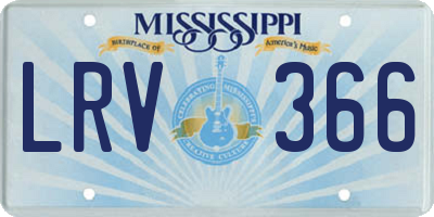 MS license plate LRV366
