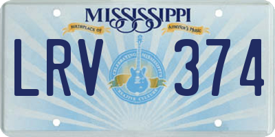 MS license plate LRV374