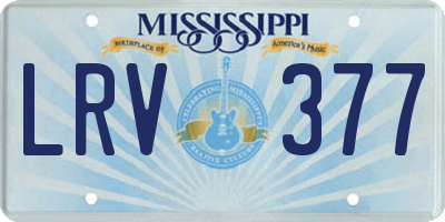 MS license plate LRV377