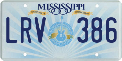 MS license plate LRV386