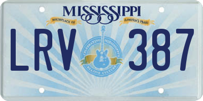 MS license plate LRV387