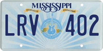 MS license plate LRV402