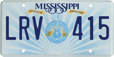MS license plate LRV415