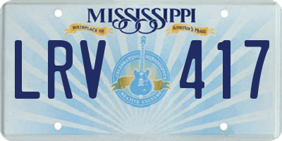 MS license plate LRV417