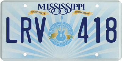 MS license plate LRV418