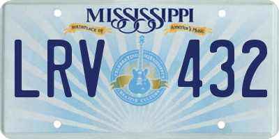 MS license plate LRV432