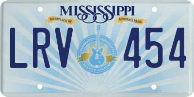 MS license plate LRV454
