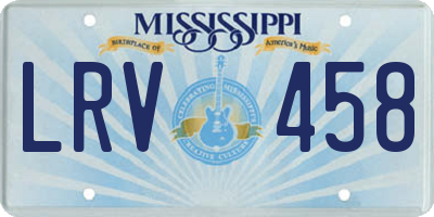 MS license plate LRV458