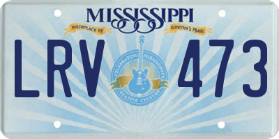 MS license plate LRV473