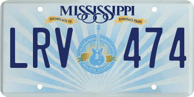 MS license plate LRV474