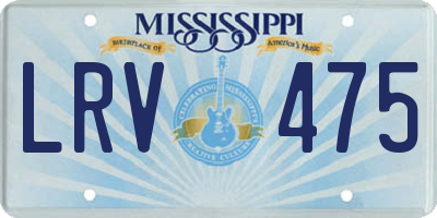 MS license plate LRV475
