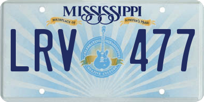 MS license plate LRV477
