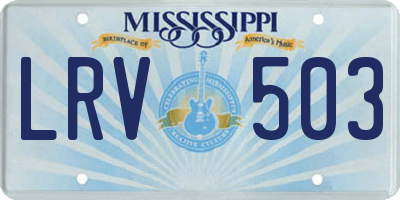 MS license plate LRV503