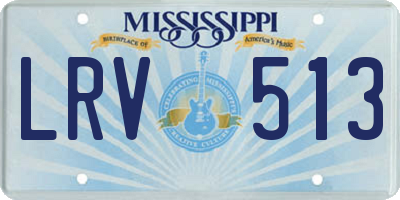 MS license plate LRV513
