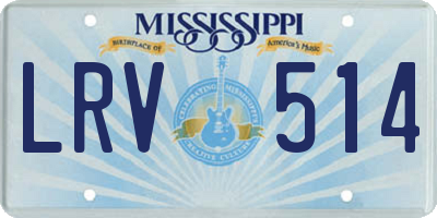 MS license plate LRV514