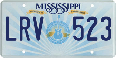 MS license plate LRV523