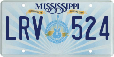MS license plate LRV524