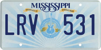 MS license plate LRV531