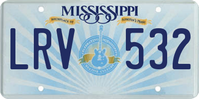 MS license plate LRV532