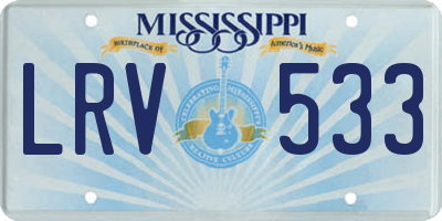 MS license plate LRV533