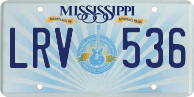 MS license plate LRV536