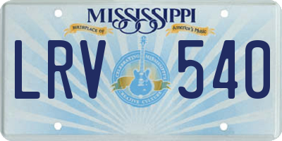 MS license plate LRV540