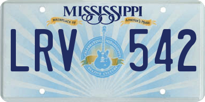 MS license plate LRV542