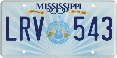 MS license plate LRV543