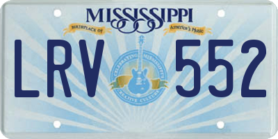 MS license plate LRV552