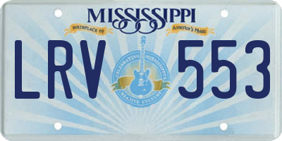 MS license plate LRV553