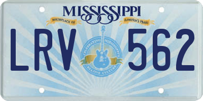 MS license plate LRV562