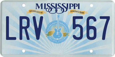MS license plate LRV567