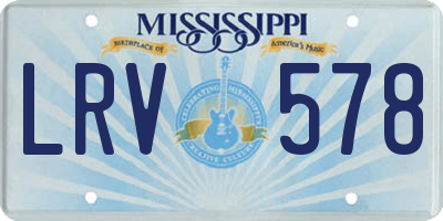 MS license plate LRV578