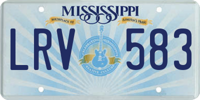 MS license plate LRV583