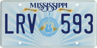 MS license plate LRV593