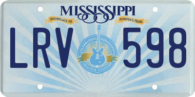 MS license plate LRV598