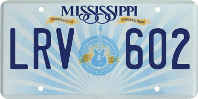 MS license plate LRV602